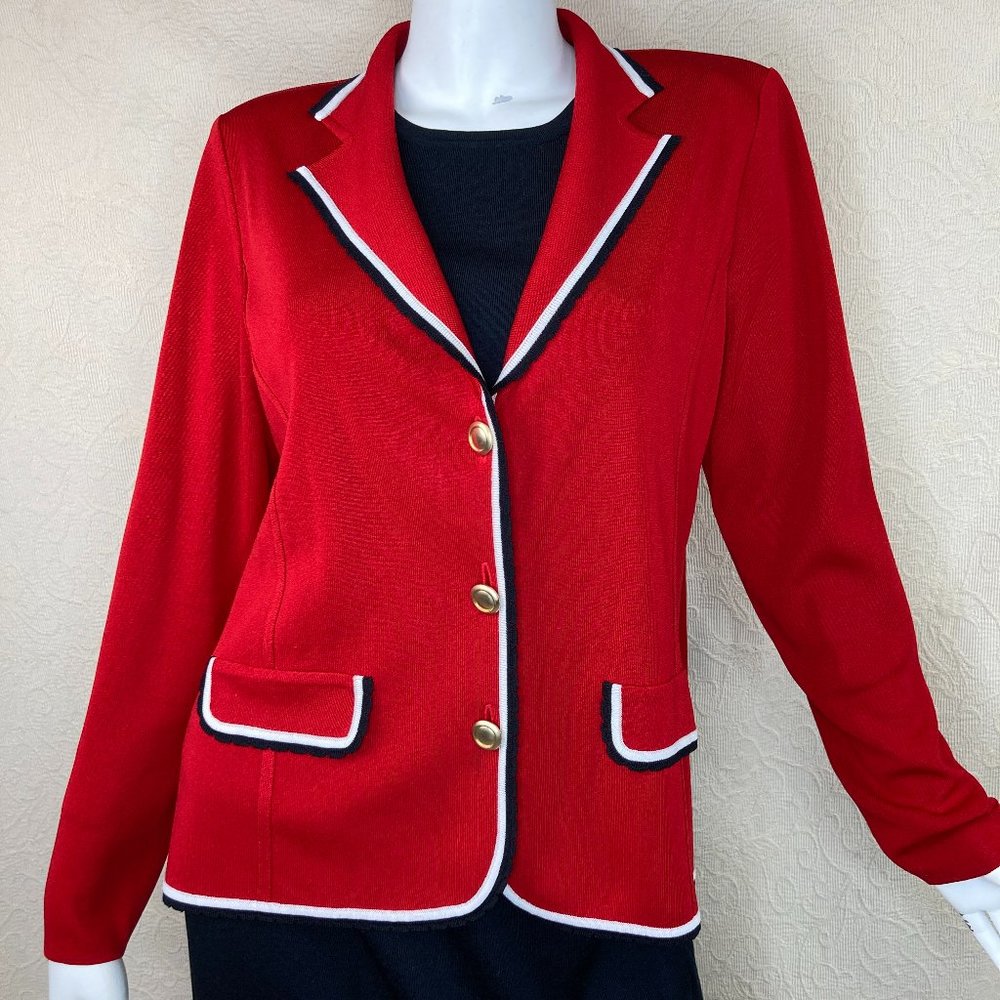 Misook Red Blazer with Gold Buttons
